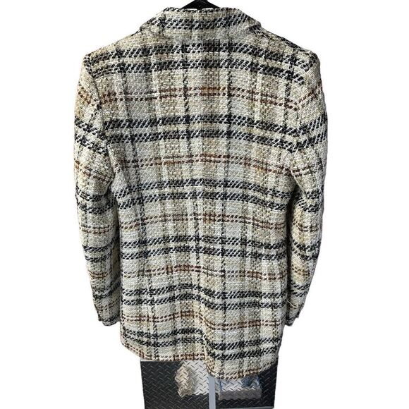 ZARA WOMAN DOUBLE-BREASTED TEXTURED CHECK BLAZER SAND BLACK 2075/299 FW20 Large - Picture 7 of 14